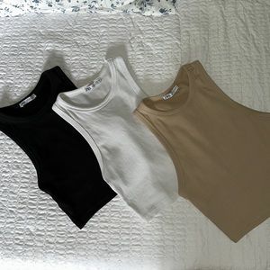 Zara Ribbed Crop Tank 3 Pack
